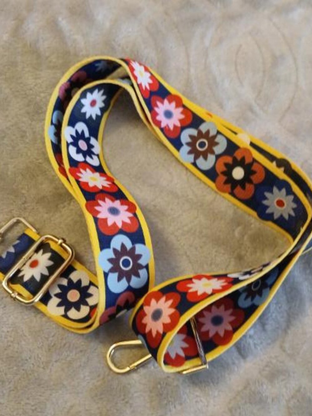 yellow floral adjustable purse strap